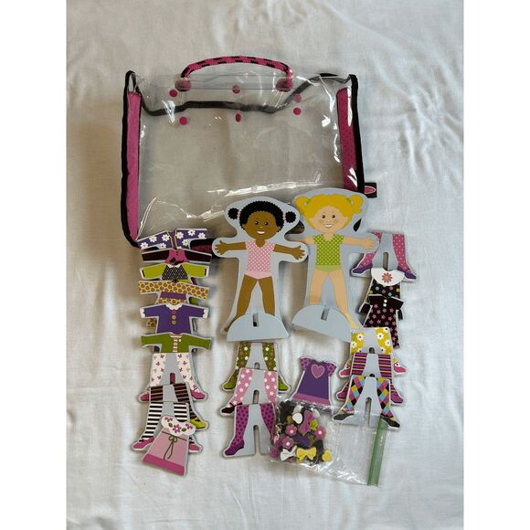 Melissa & Doug Other - Melissa & Doug Wooden Magnetic Dress Up Dolls, With Bag, Stands, Accessories
